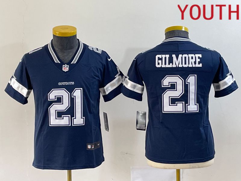 Youth Dallas Cowboys #21 Gilmore Blue 2023 Nike Vapor Limited NFL Jersey